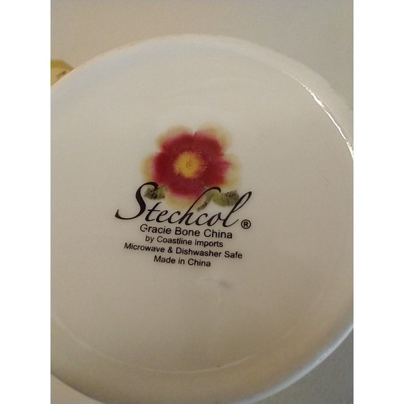 Stechcol Gracie Bone China Floral Mug Coffee Tea Cup 4" Tall - Picture 7 of 8
